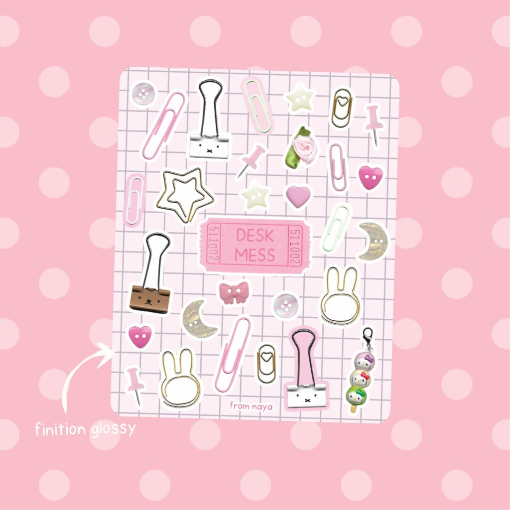 planche de sticker avec des éléments de bureau